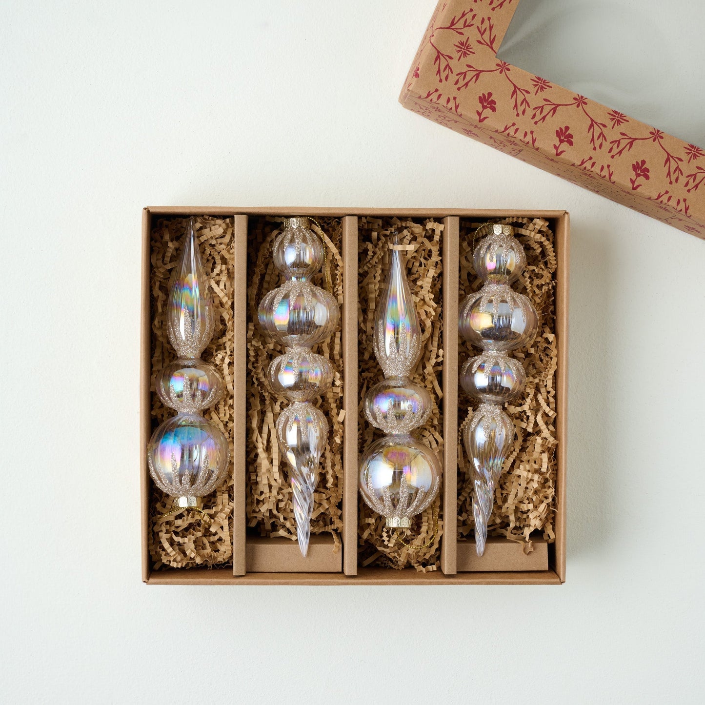 Winter Splendor Finial Ornament, Set of 4