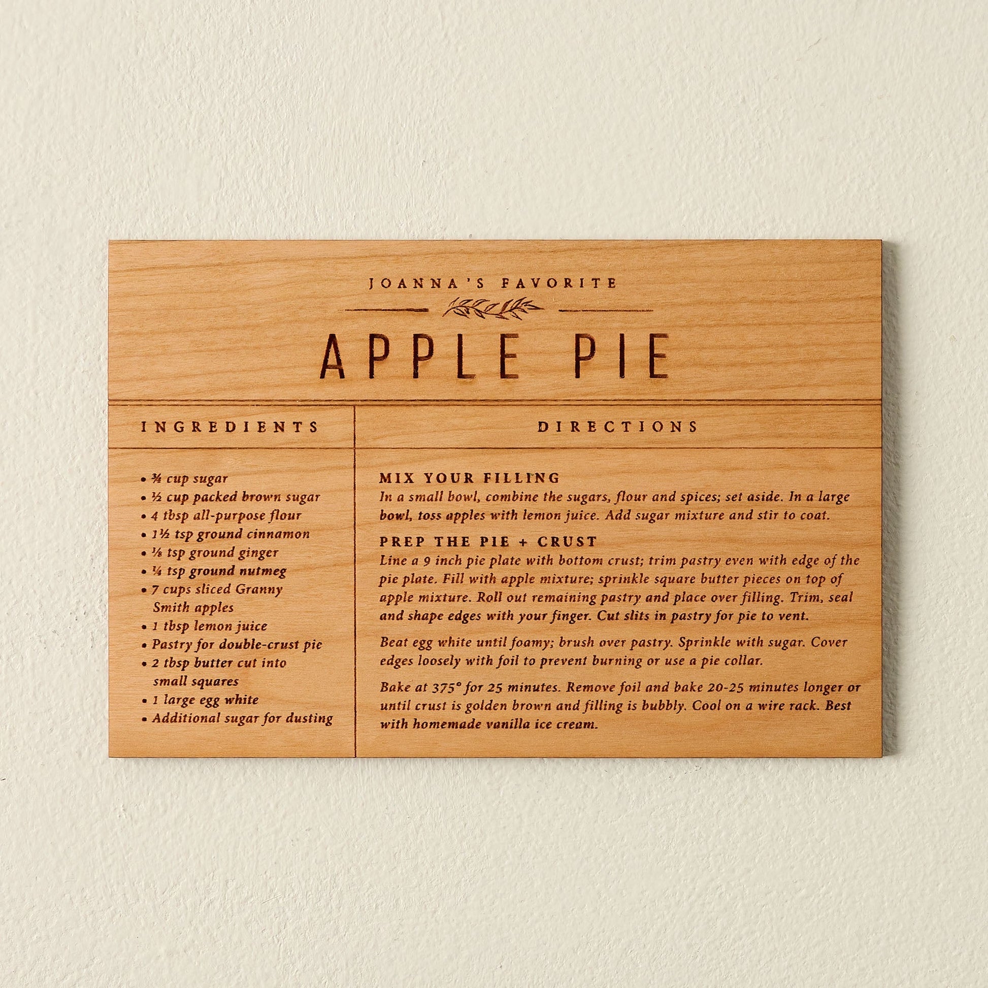 Wooden Recipe Card