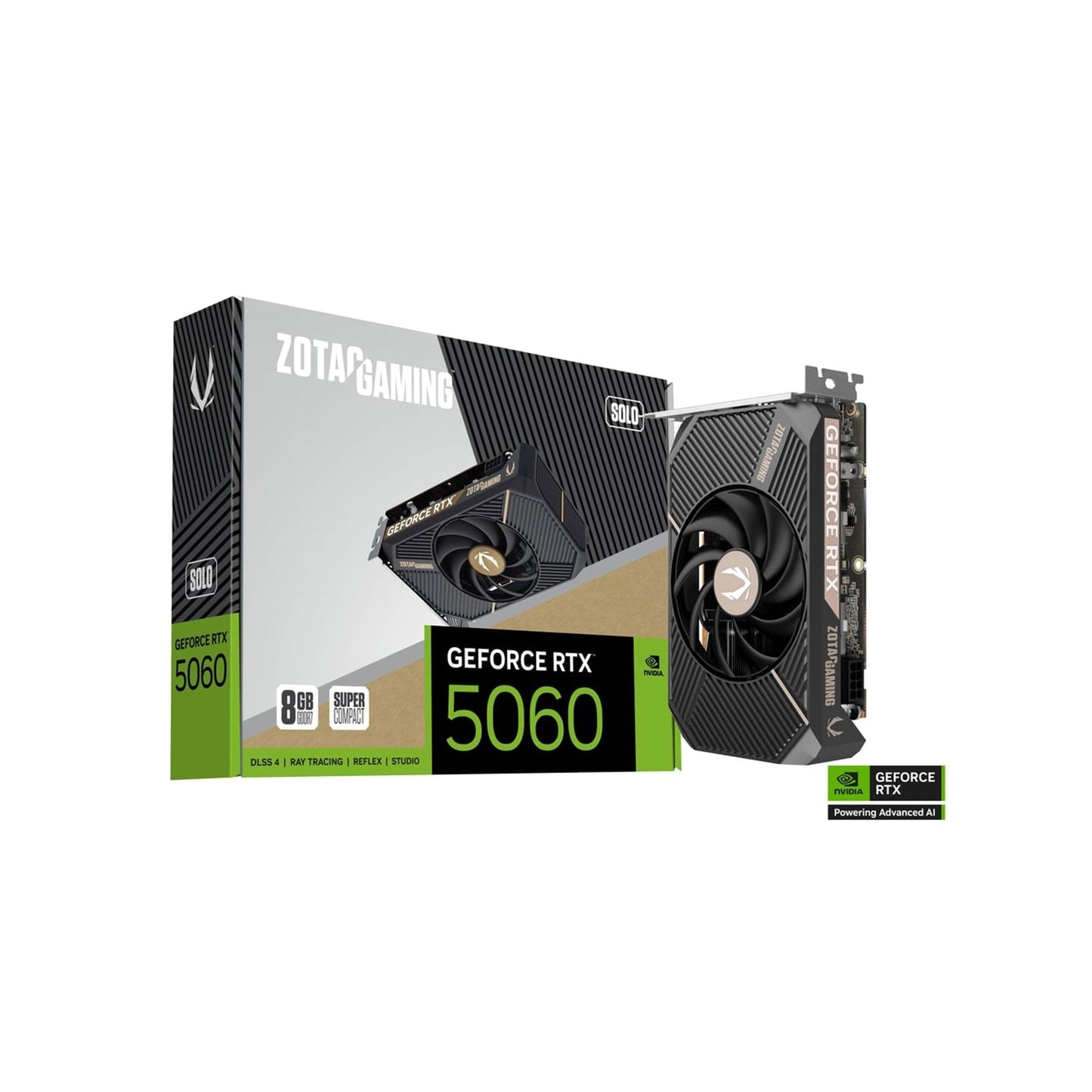 ZOTAC Gaming GeForce RTX 5060 SOLO Graphics Card - 8GB GDDR7, PCI Express 5.0 Video Card, DisplayPort / HDMI - (ZT-B50600G-10L)