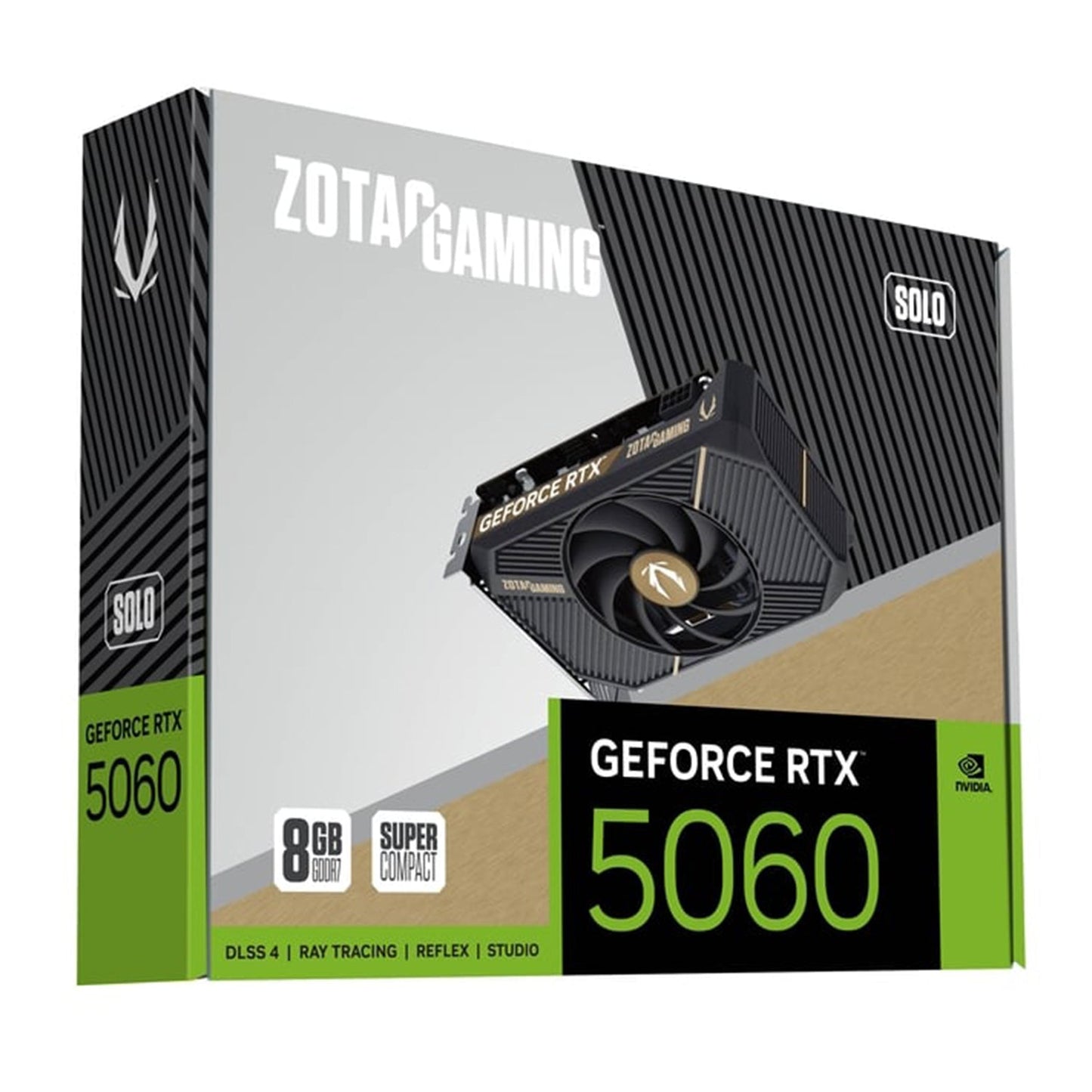 ZOTAC Gaming GeForce RTX 5060 SOLO Graphics Card - 8GB GDDR7, PCI Express 5.0 Video Card, DisplayPort / HDMI - (ZT-B50600G-10L)