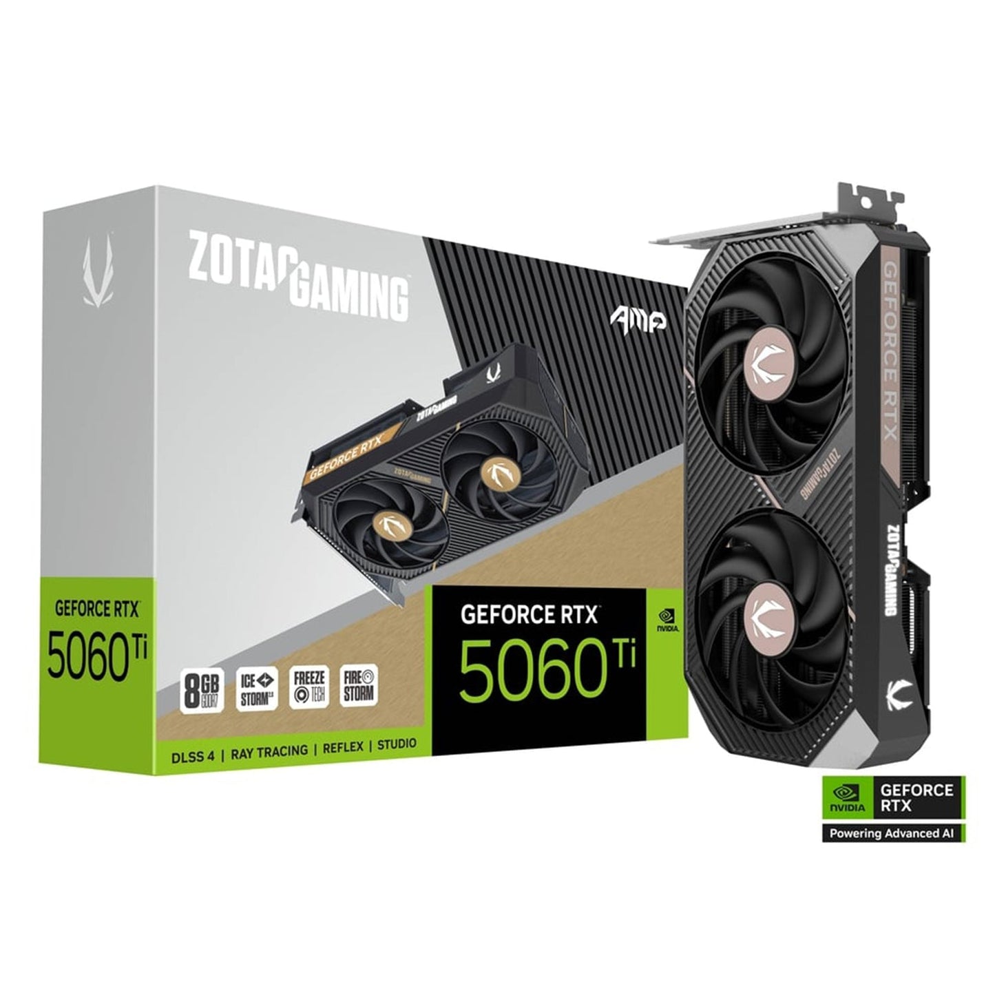 ZOTAC GAMING GeForce RTX 5060 Ti 8GB AMP Graphics Card - IceStorm 2.0 Cooling With BladeLink Fans, 3x Display Port / HDMI - (ZT-B50610F-10M)