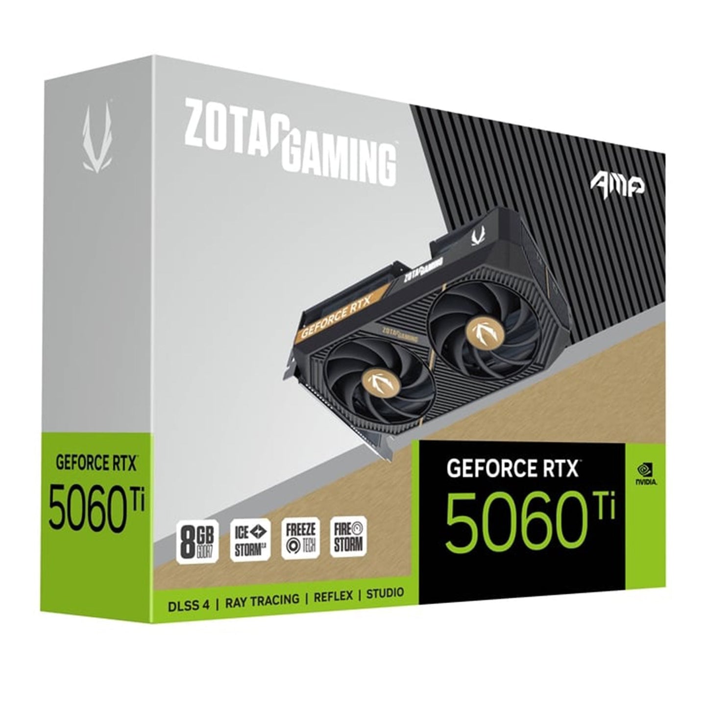 ZOTAC GAMING GeForce RTX 5060 Ti 8GB AMP Graphics Card - IceStorm 2.0 Cooling With BladeLink Fans, 3x Display Port / HDMI - (ZT-B50610F-10M)