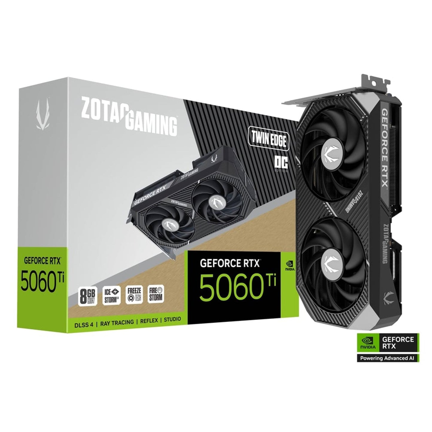 ZOTAC GAMING GeForce RTX 5060 Ti 8GB Twin Edge OC Graphics Card - IceStorm 2.0 Cooling With BladeLink Fans, 3x Display Port / HDMI - (ZT-B50610H-10M)